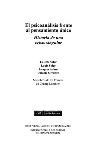 El Psicoanalisis Frente Al Pensamiento Unico