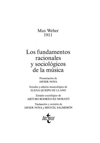 Los fundamentos racionales y sociológicos de la música (1911)
