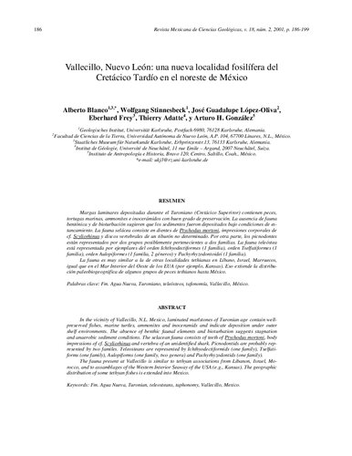 Vallecillo Nuevo Leon Una Nueva Localidad Fosilifera Del Cretacico