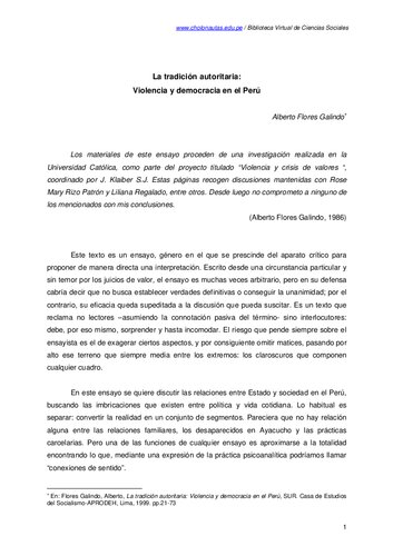 La tradición autoritaria. Violencia y democracia en el Perú