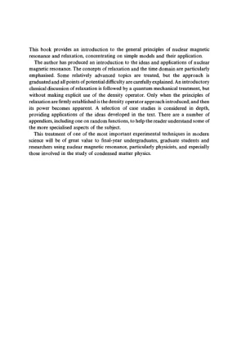 Nuclear Magnetic Resonance and Relaxation