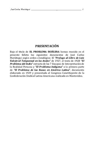 El problema indígena