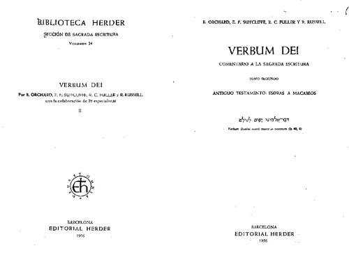 Verbum Dei: comentario a la Sagrada Escritura. Tomo 2: Antiguo Testamento: Esdras a Macabeos