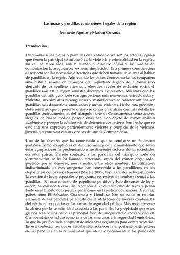 Las Maras Y Pandillas Como Actores Ilegales