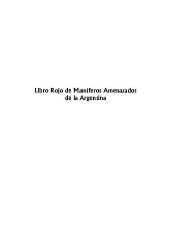 Libro Rojo De Mamiferos Amenazados En La Argentina