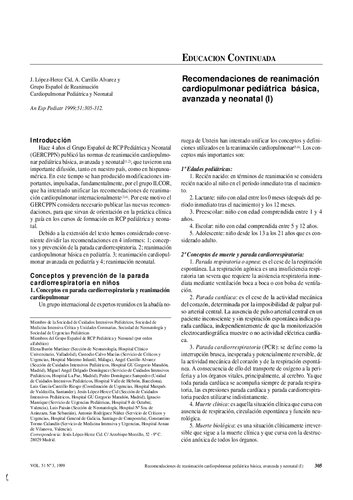 Recomendaciones De Rcp Pediatrica Basica Avanzada Y Neonatal