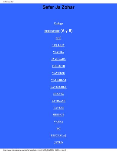 Sepher Ja Zohar (De La Sinagoga)