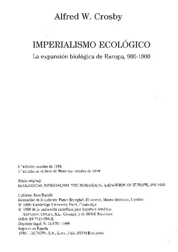 Imperialismo ecológico: la expansión biológica de Europa, 900-1900