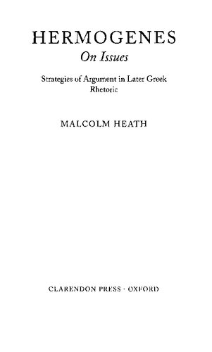 Hermogenes on Issues: Strategies of Argument in Later Greek Rhetoric