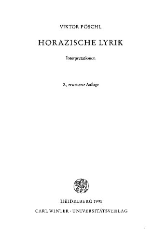 Horazische Lyrik: Interpretationen