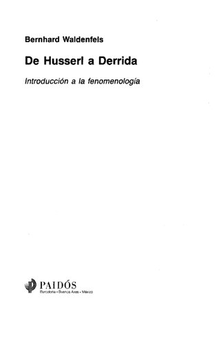Introducción a la fenomenología, de Husserl a Derrida
