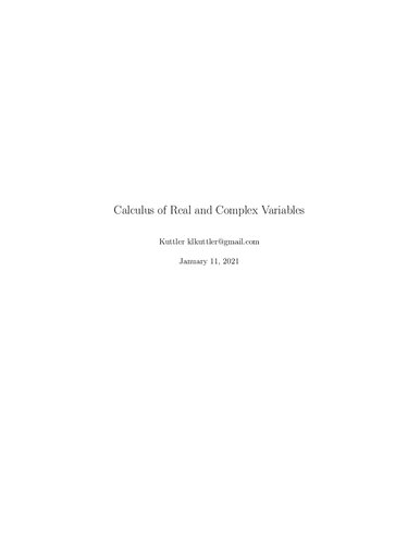 Calculus of Real and Complex Variables