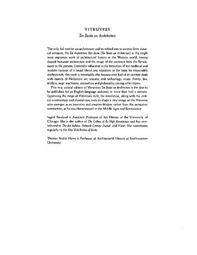 Vitruvius: 'Ten Books on Architecture'