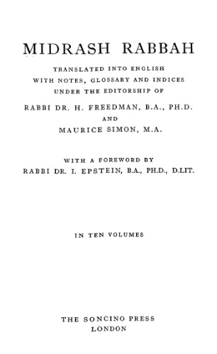 Midrash Rabbah, Volume 1.  Genesis I (of II)