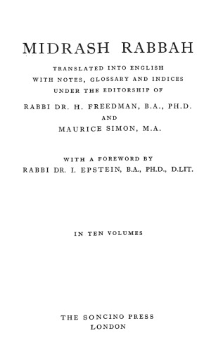Midrash Rabbah, Volume 1, Genesis I.