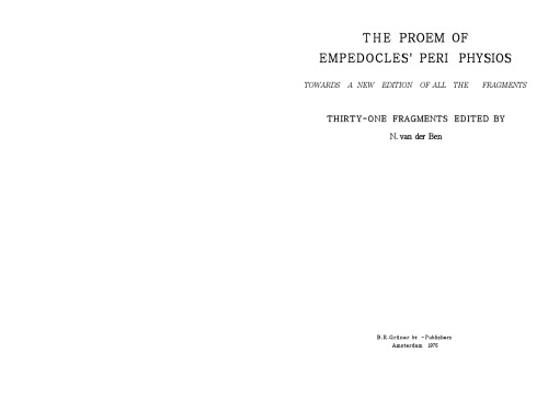 Proem of Empedocles’ Peri Physios