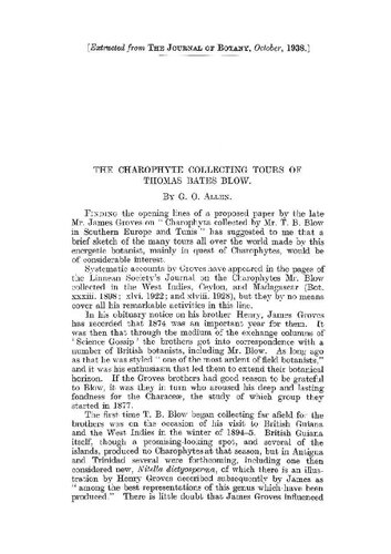 The Charophyte collecting tours of Thomas Bates blow