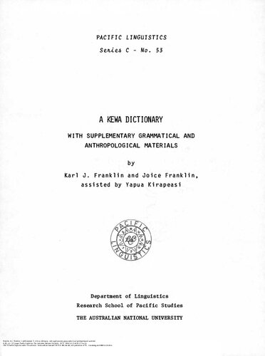 A Kewa dictionary with supplementary grammatical and anthropological materials