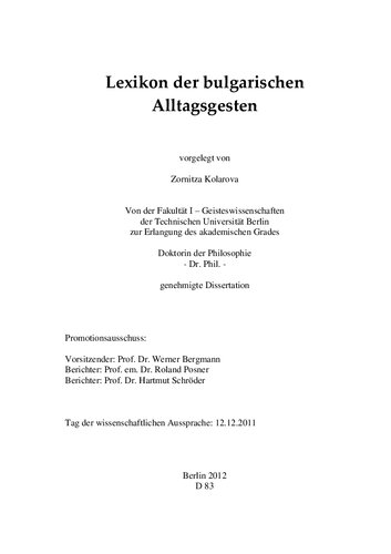 Lexikon der bulgarischen Alltagsgesten