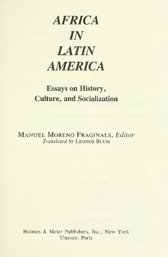 Africa in Latin America: Essays on HIstory, Culture, and Socialization