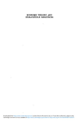 Economic Theory and Exhaustible Resources (Cambridge Economic Handbooks)