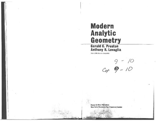 Modern Analytic Geometry