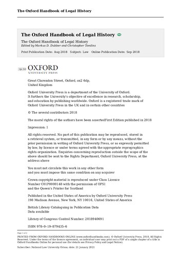 The Oxford Handbook of Legal History (Oxford Handbooks)