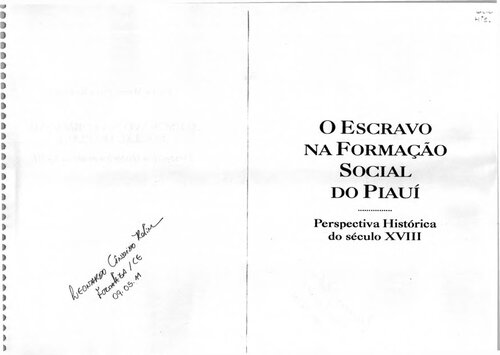 O escravo na formação social do Piauí - perspectiva histórica do século XVIII