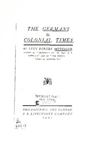 The Germans in Colonial Times