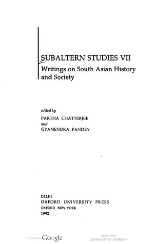 Subaltern Studies: Writings on South Asian History and Society: 007