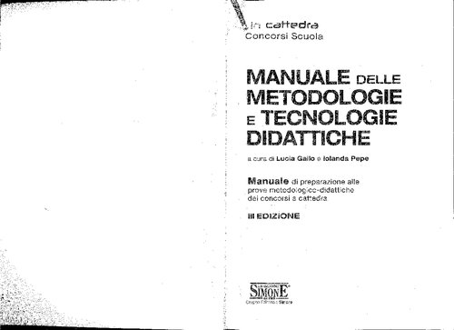 Manuale delle metodologie e tecnologie didattiche