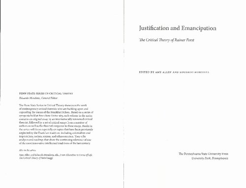 Justification and Emancipation: The Critical Theory of Rainer Forst