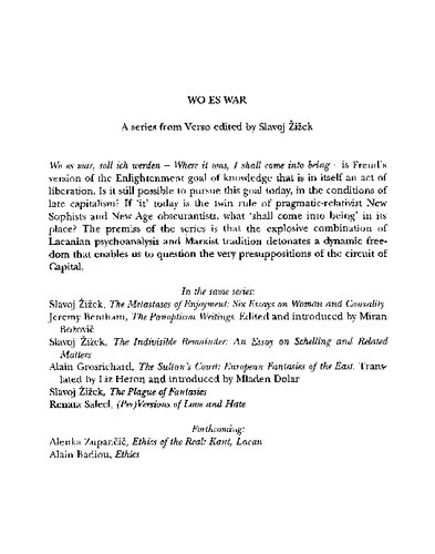 The Ticklish Subject: The Absent Centre of Political Ontology