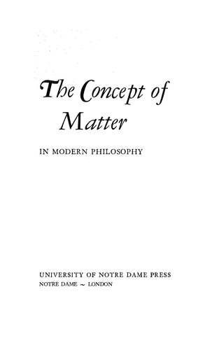 Concept of Matter in Modern Philosophy