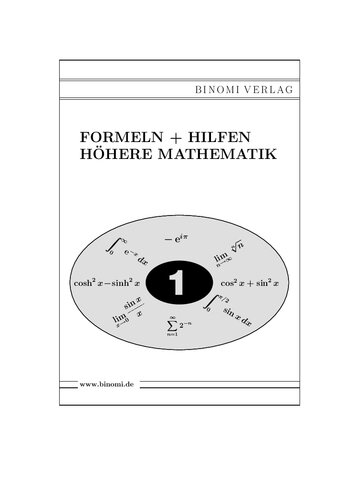 Formeln + Hilfen Höhere Mathematik