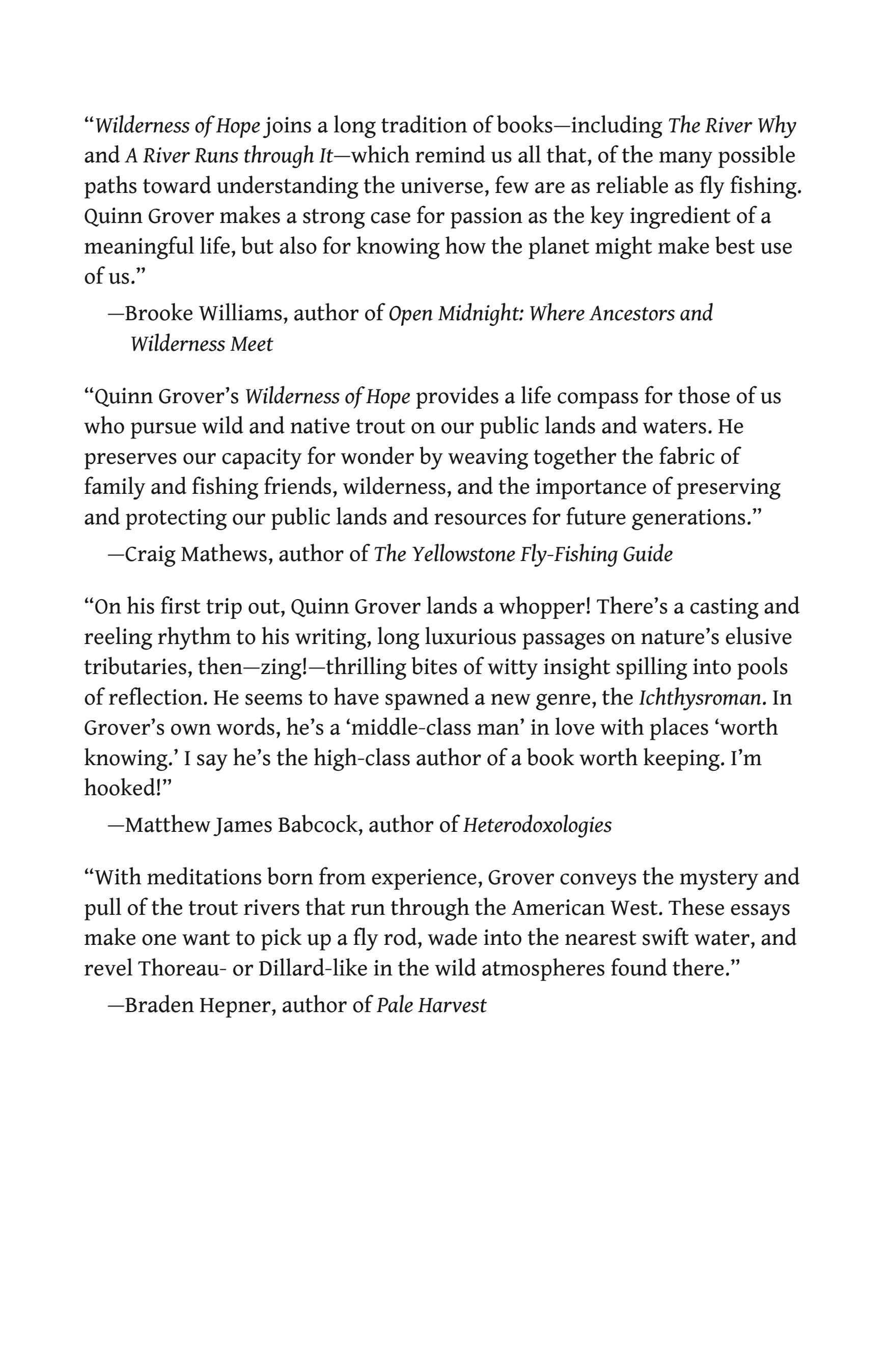 Wilderness of Hope: Fly Fishing and Public Lands in the American West