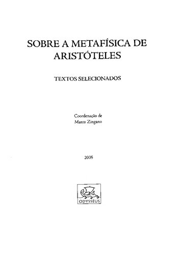 Sobre a Metafísica de Aristóteles: textos selecionados