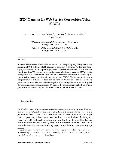 HTN Planning for Web Service Composition Using SHOP2