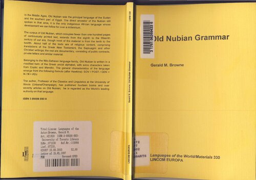 Old Nubian Grammar (Languages of the World)