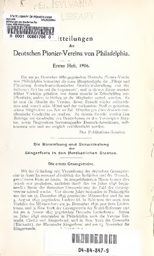 Mitteilungen des Deutschen Pionier-Vereins von Philadelphia
