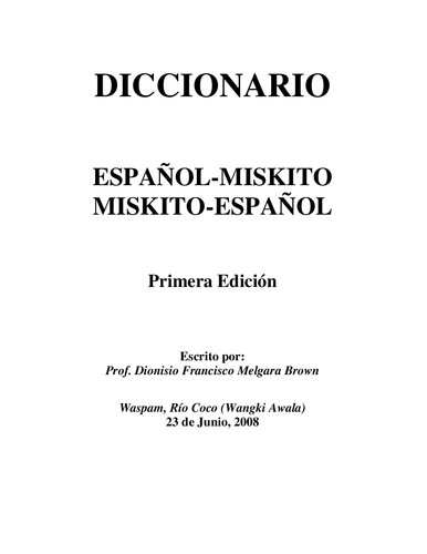 Diccionario español-miskito, miskito-español