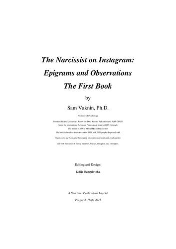 The Narcissist on Instagram: Epigrams and Observations - First Book
