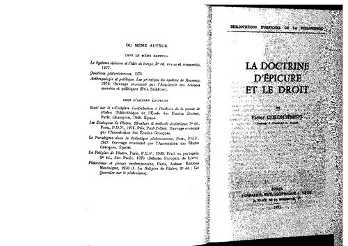 La doctrine d'Épicure et le droit