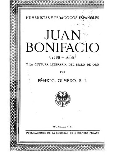 Juan Bonifacio (1538-1606) y la cultura literaria del siglo de oro