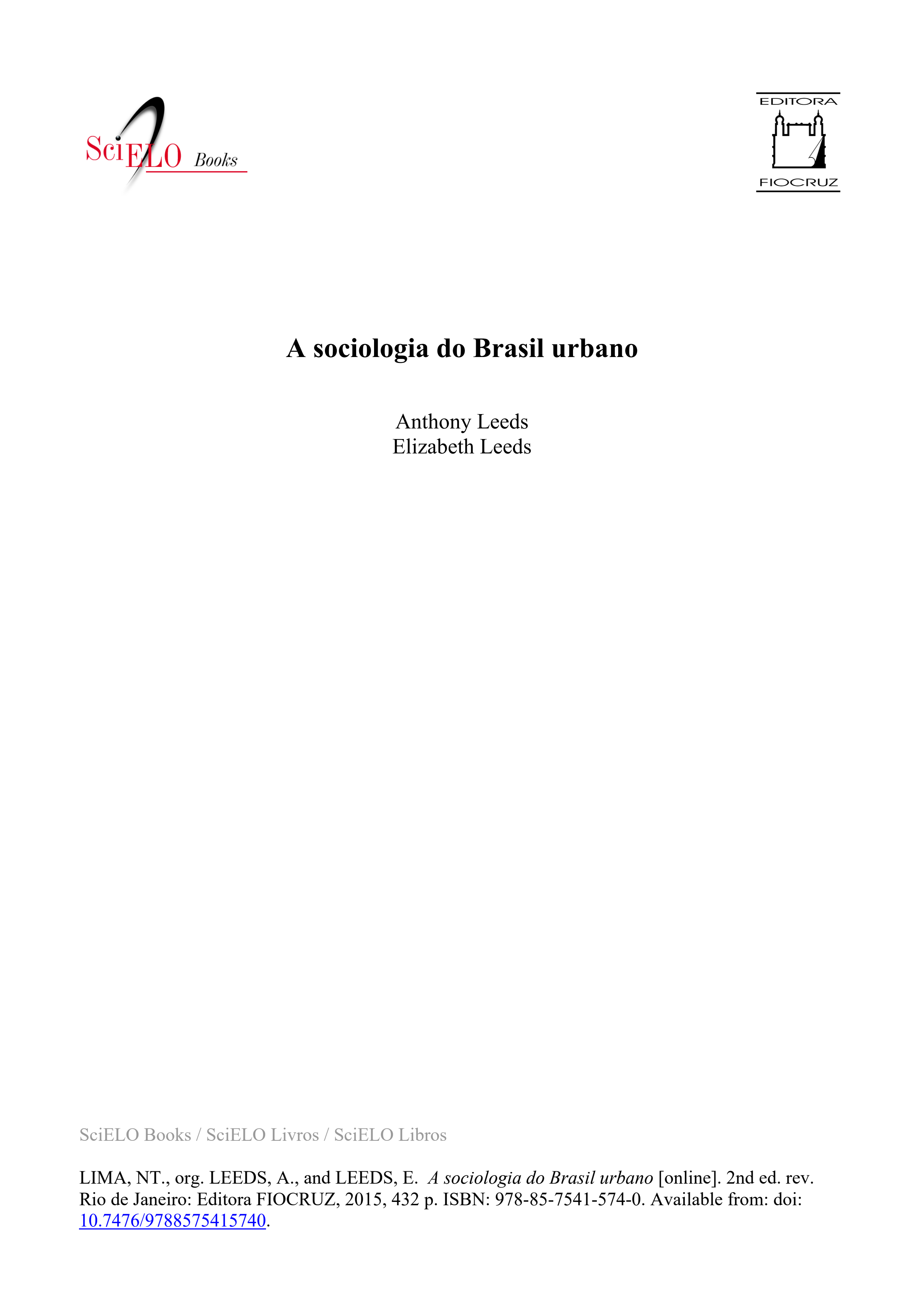 A sociologia do Brasil urbano