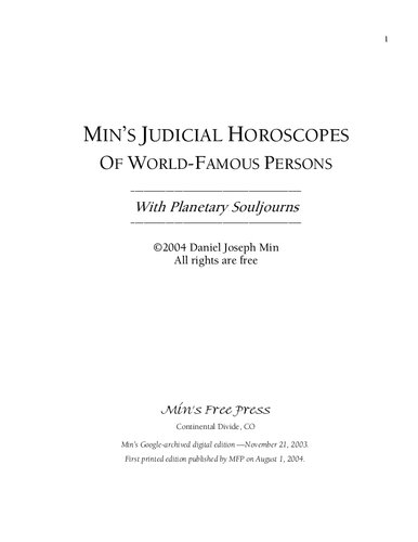 Min's Judicial Horoscopes of World-Famous Persons