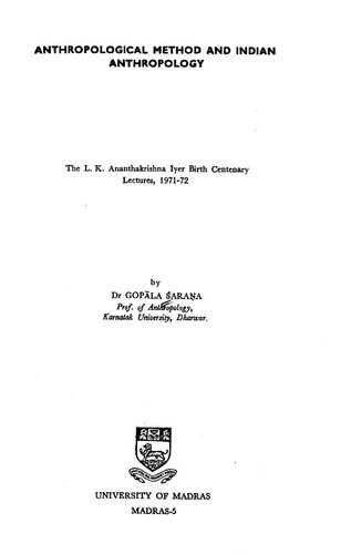 Anthropological Method and Indian Anthropology