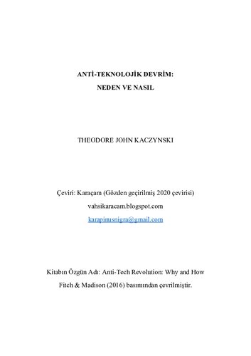 Anti-Teknolojik Devrim: Neden ve Nasıl