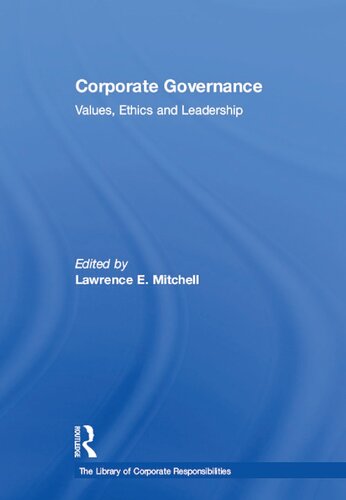 Corporate Governance: Values, Ethics and Leadership