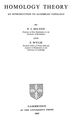 Homology theory: An introduction to algebraic topology